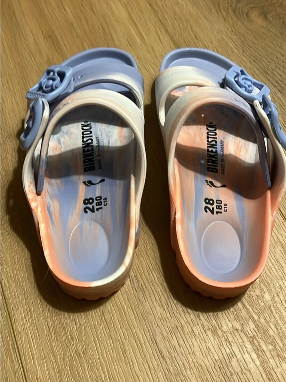 NEW NIB Birkenstock Arizona EVA Kids Sandals Sz 28 (K 10) Coral Peach Swirl